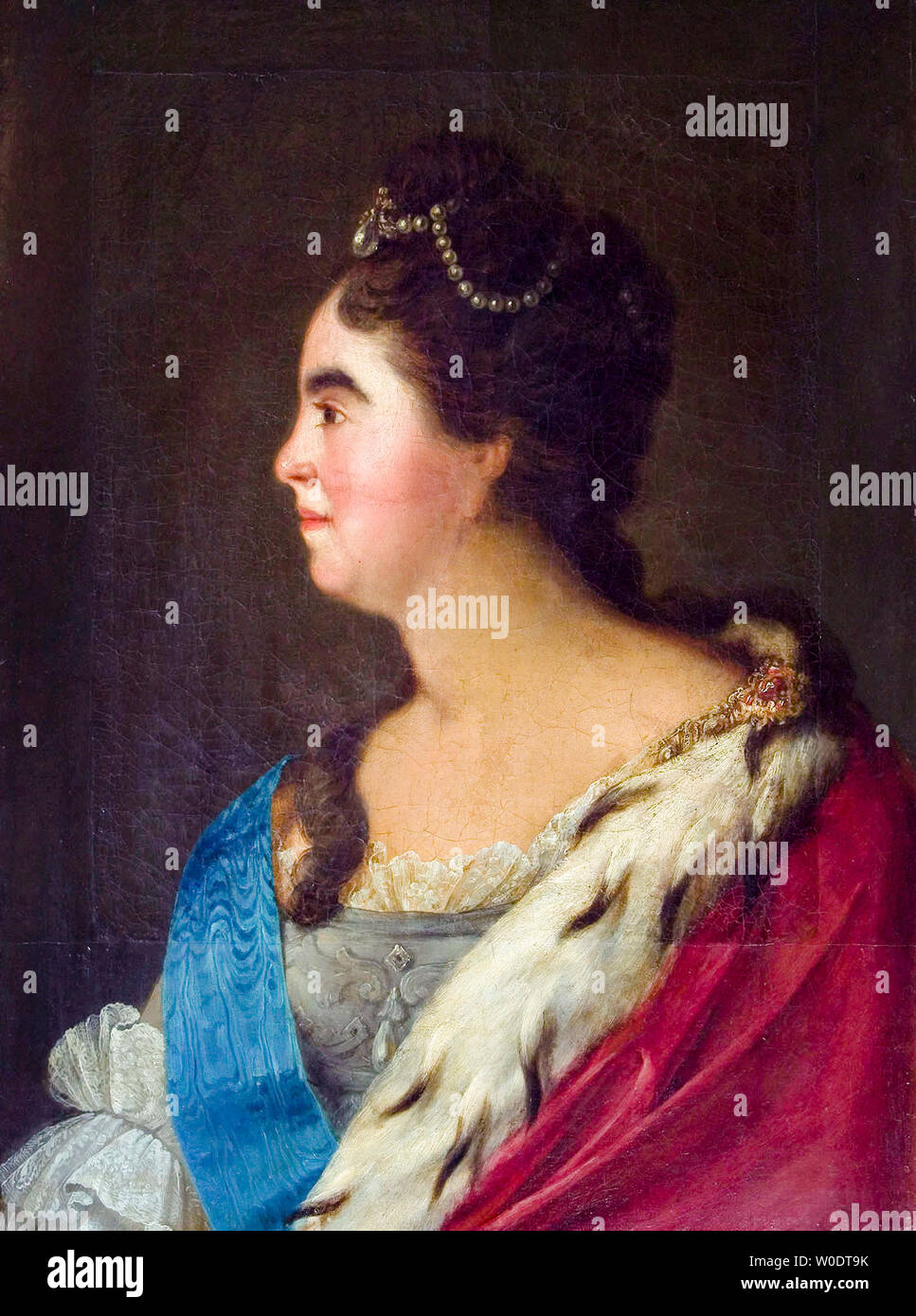 Profilo di Caterina I di Russia, 1684-1727, ritratto dipinto, 1700-1799 Foto Stock