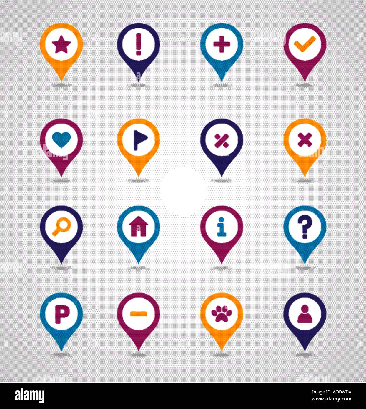 Pin mappa icon set. Puntatore Mappa. I marcatori mappa. Destinazione ...