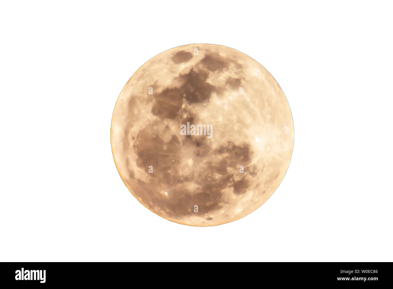 Isoleted luna piena su uno sfondo bianco con percorso di clipping. Foto Stock