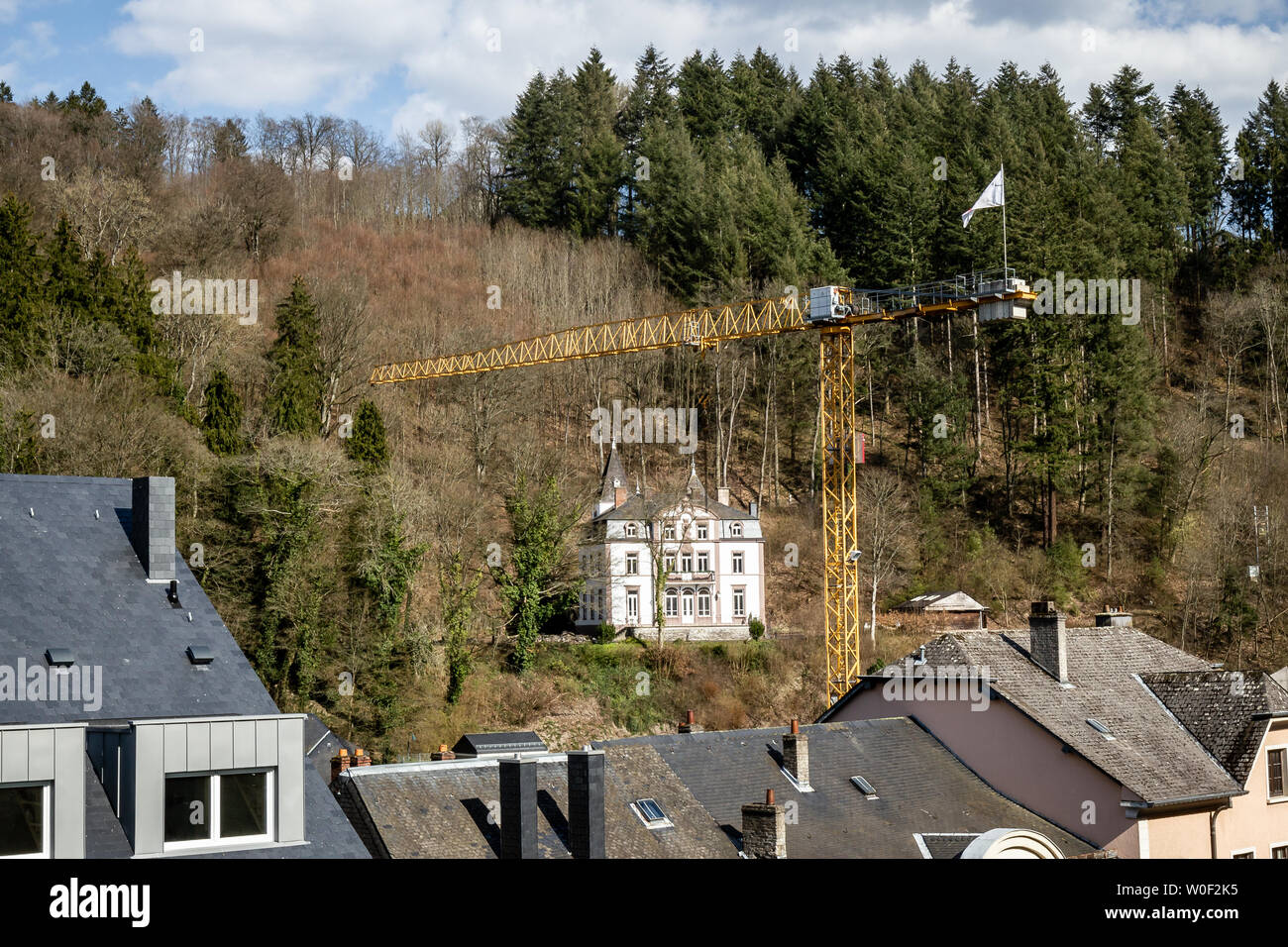 Bella e antica villa a Clervaux, Lussemburgo Foto Stock
