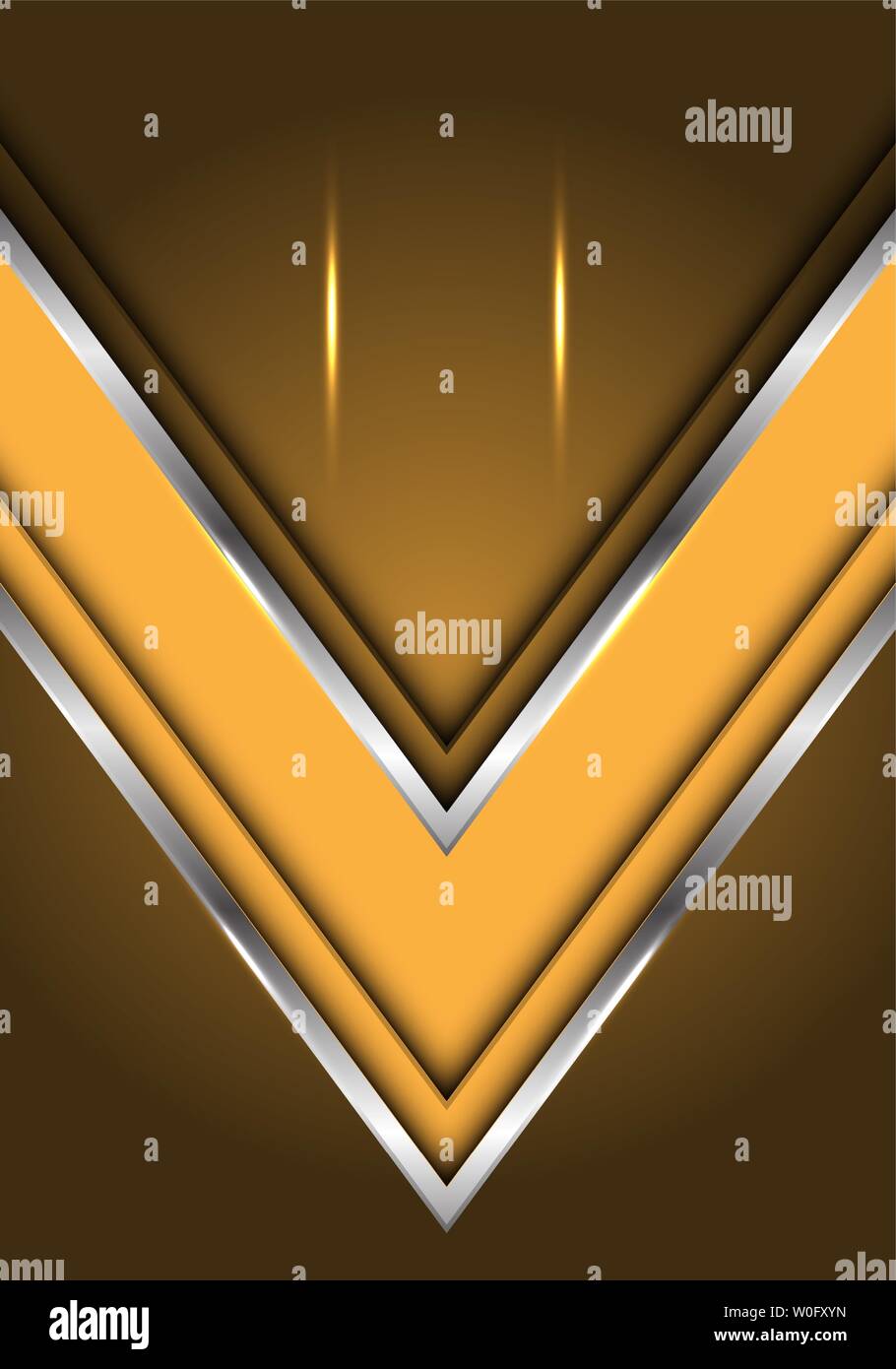 Abstract argento giallo la linea nella direzione della freccia con uno spazio vuoto leggero design moderno lusso futuristico sfondo illustrazione vettoriale. Illustrazione Vettoriale