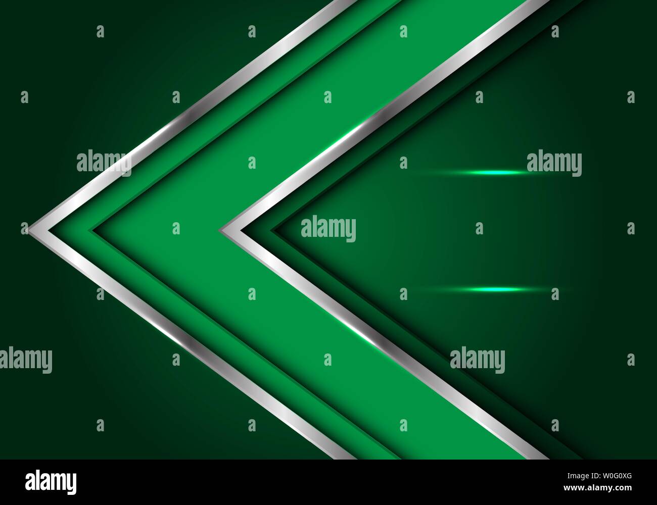 Abstract verde linea argento nella direzione della freccia con uno spazio vuoto leggero design moderno lusso futuristico sfondo illustrazione vettoriale. Illustrazione Vettoriale