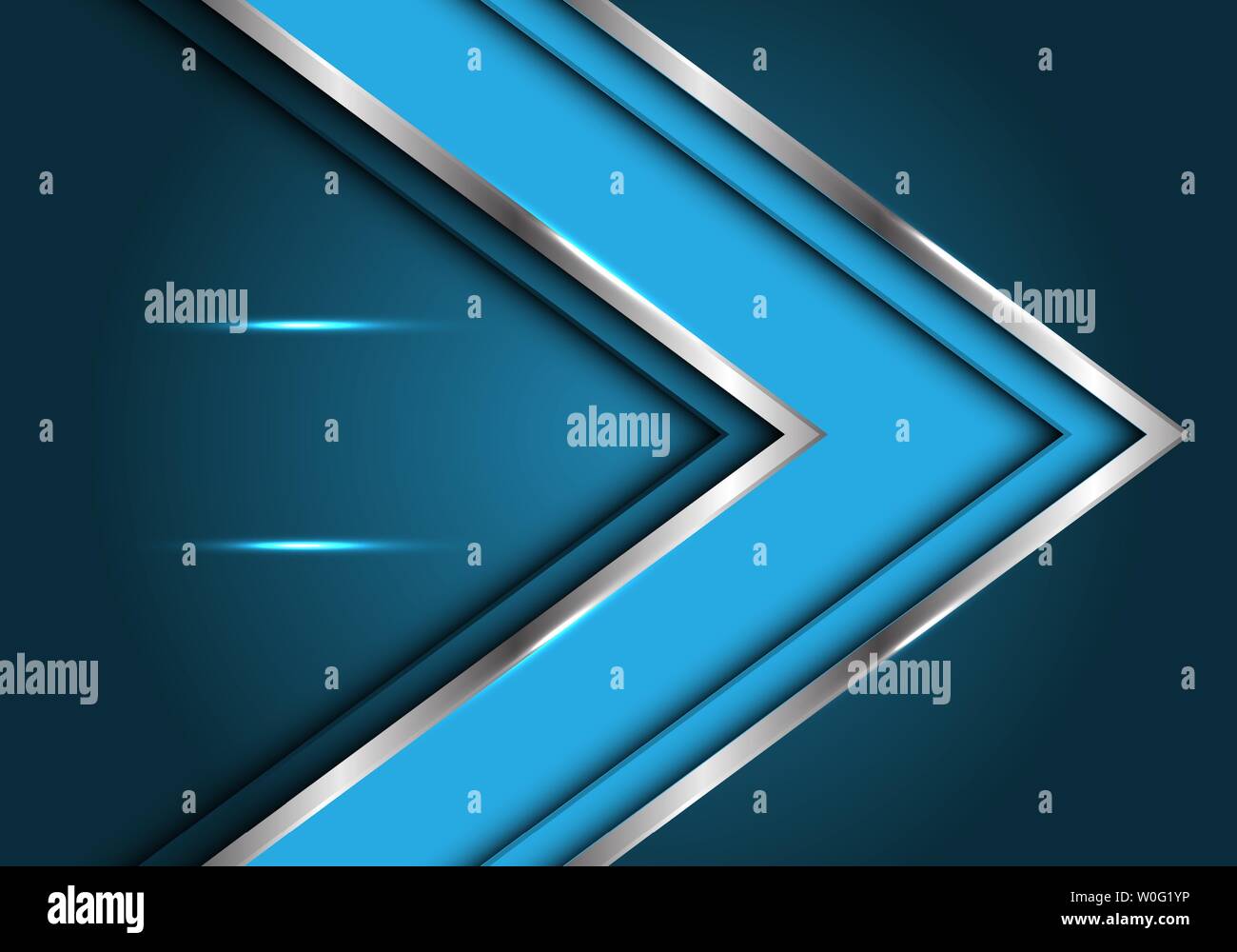 Abstract blue silver line nella direzione della freccia con uno spazio vuoto leggero design moderno lusso futuristico sfondo illustrazione vettoriale. Illustrazione Vettoriale