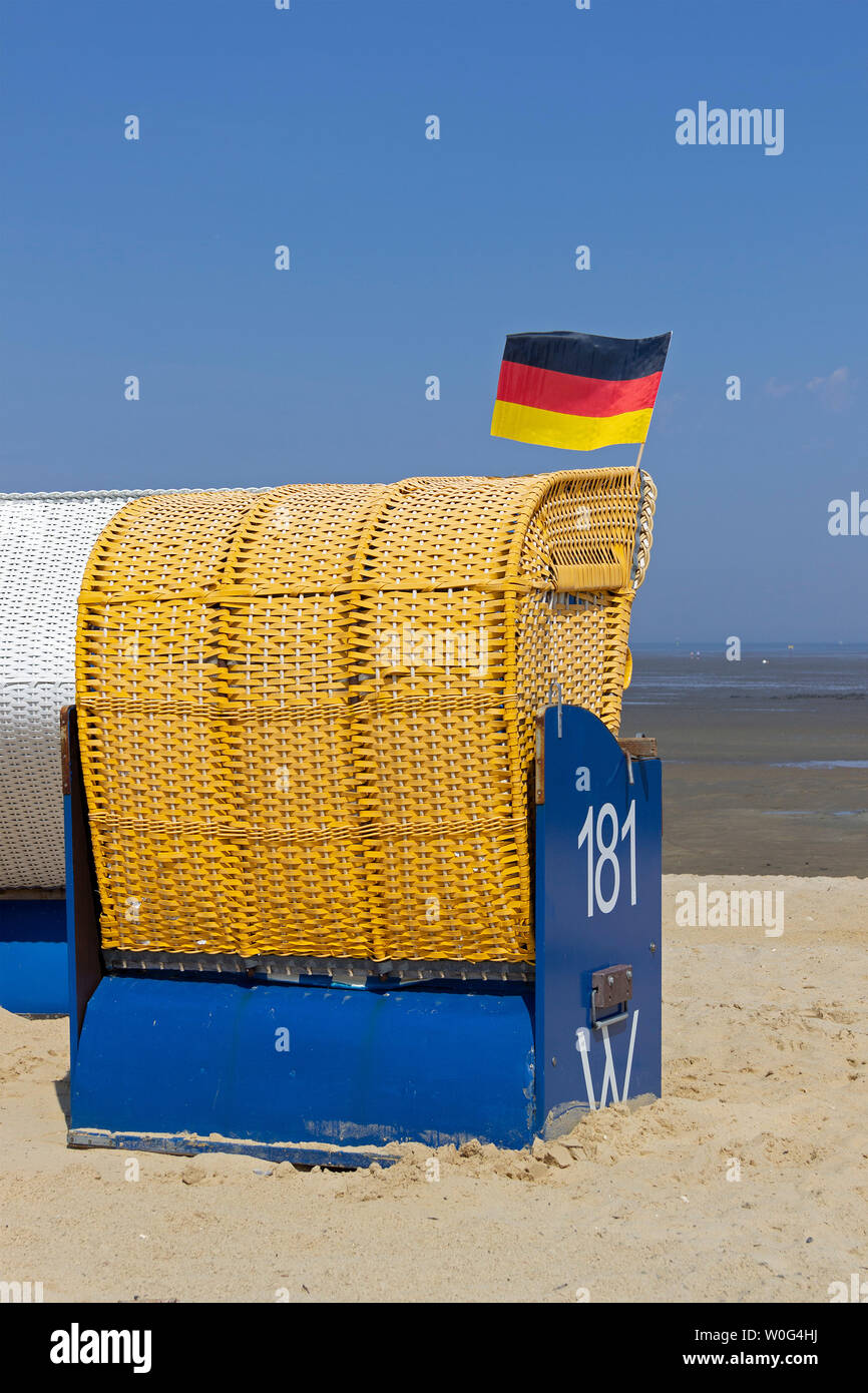 Carrello sedia, Duhnen, Cuxhaven, Bassa Sassonia, Germania Foto Stock