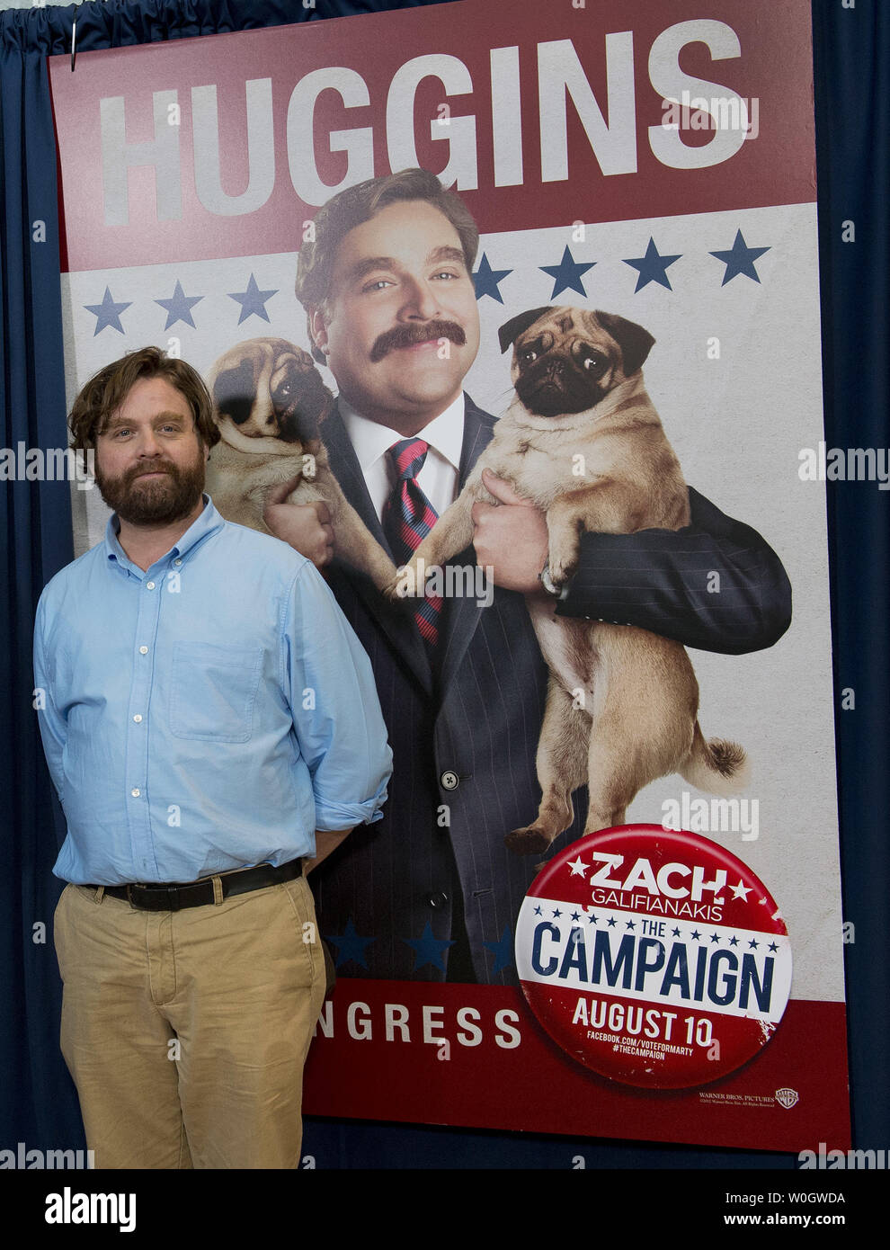 Zach Galifianakis arriva per una proiezione del suo film 'Campagna' presso il Newseum sulla luglio 31, 2012 a Washington D.C. UPI/Kevin Dietsch Foto Stock