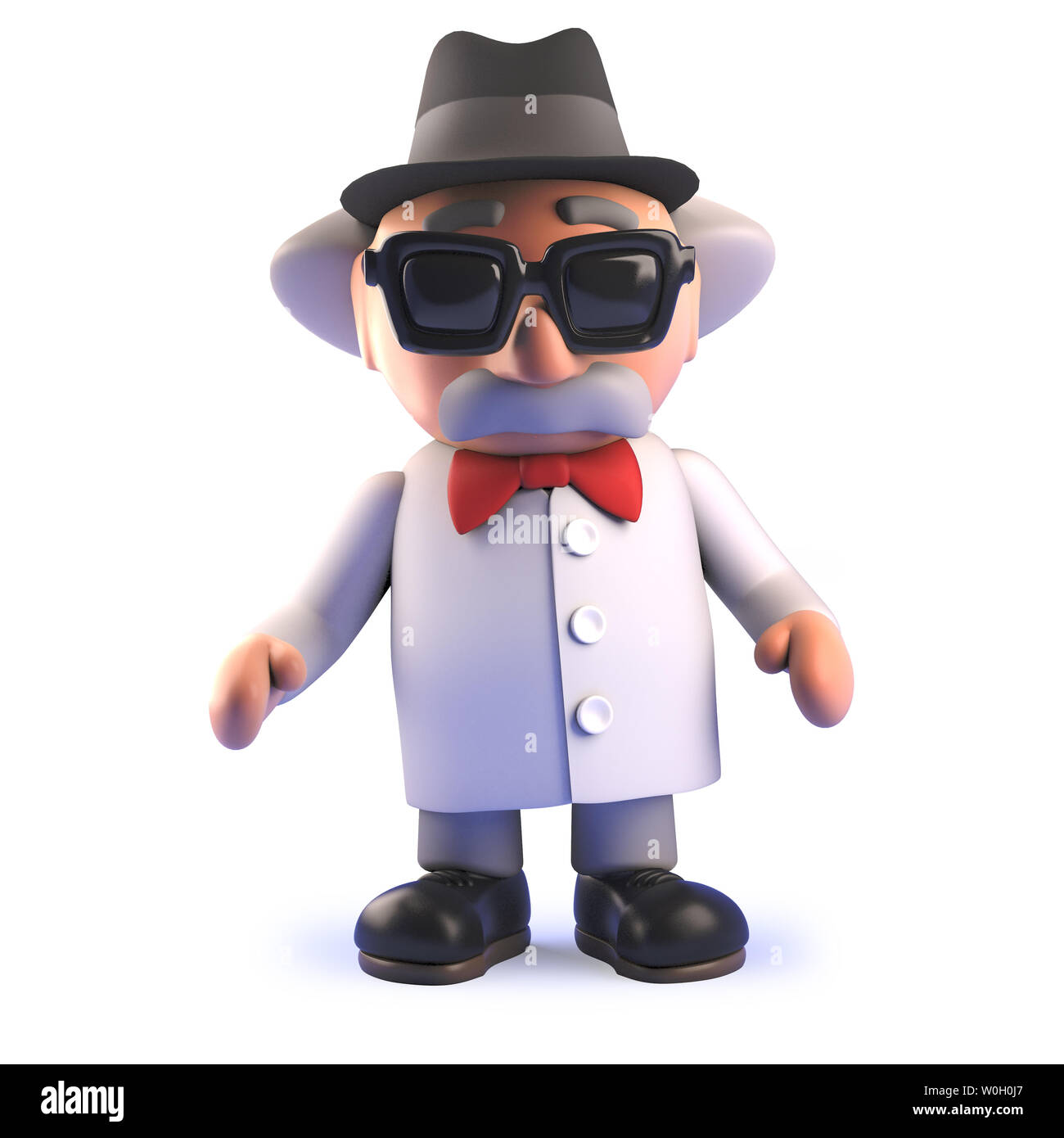 Immagine 3D rappresentata di uno scienziato pazzo professore personaggio  dei cartoni animati in 3d che indossa un pasticcio di maiale trilby hat  Foto stock - Alamy