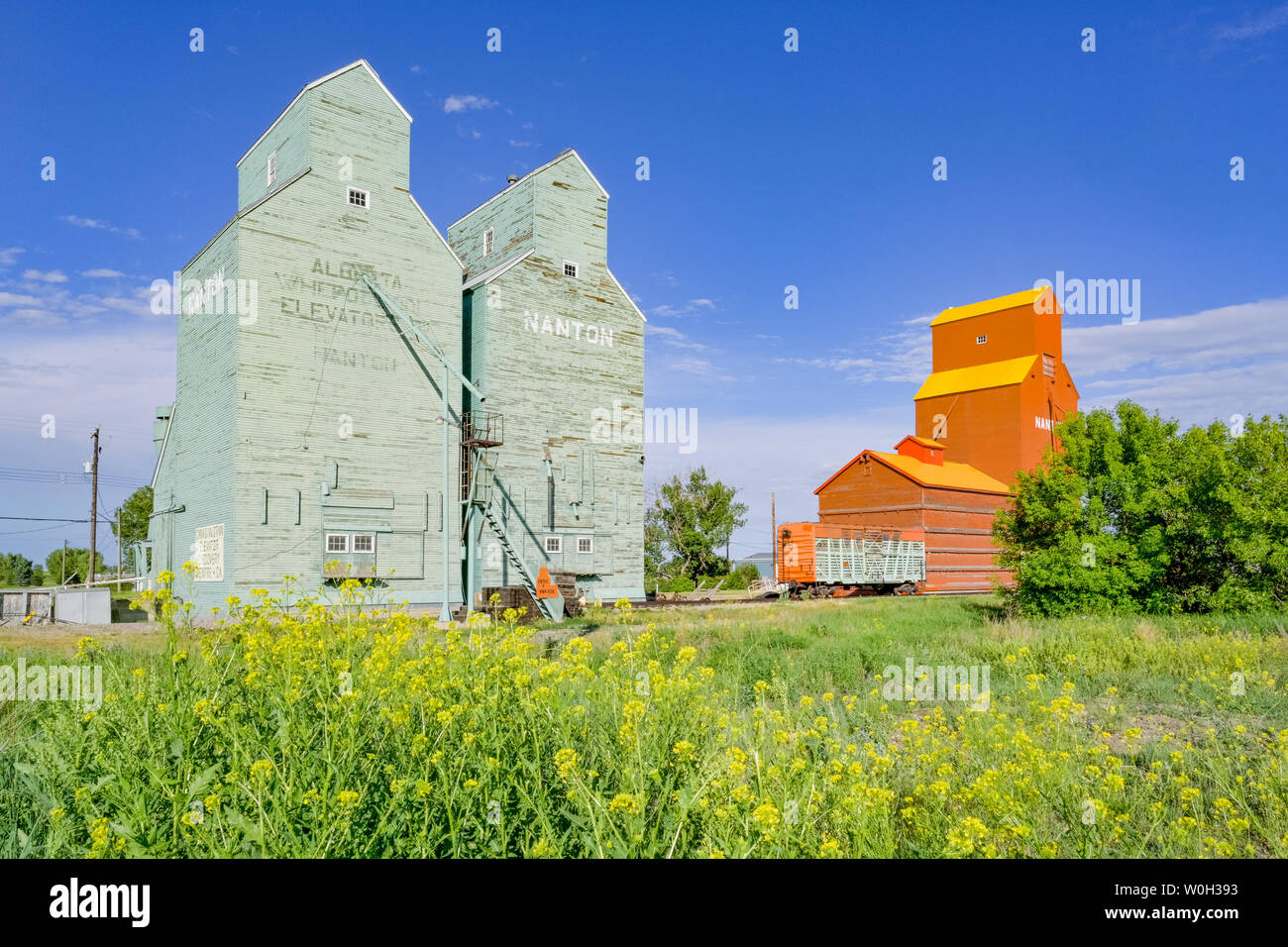 Patrimonio terminali di grano, Nanton, Alberta, Canada Foto Stock