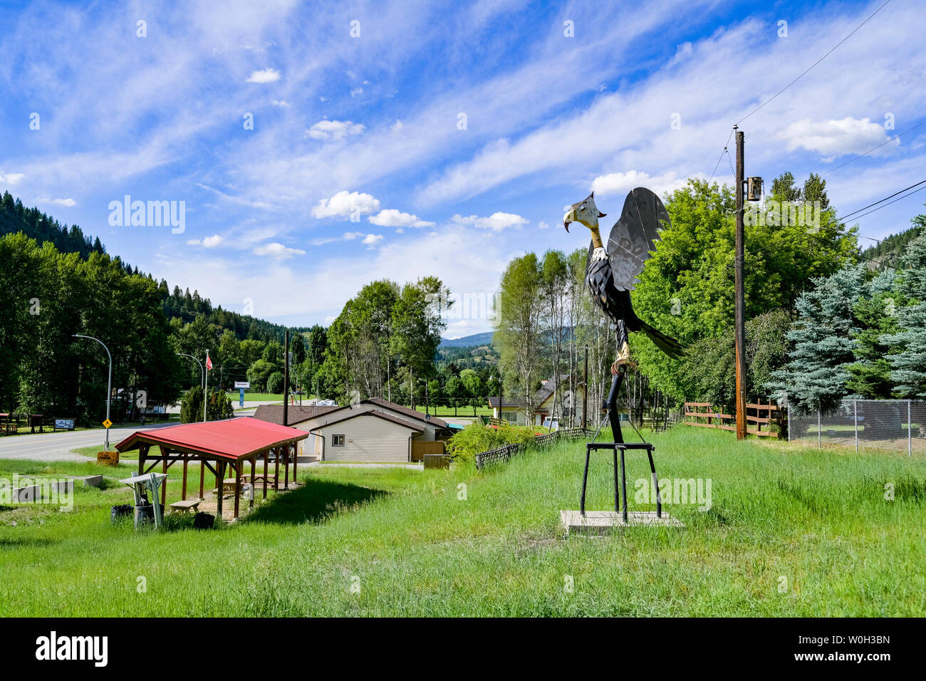 Phoenix Bird scultura, Greenwood, British Columbia, Canada Foto Stock