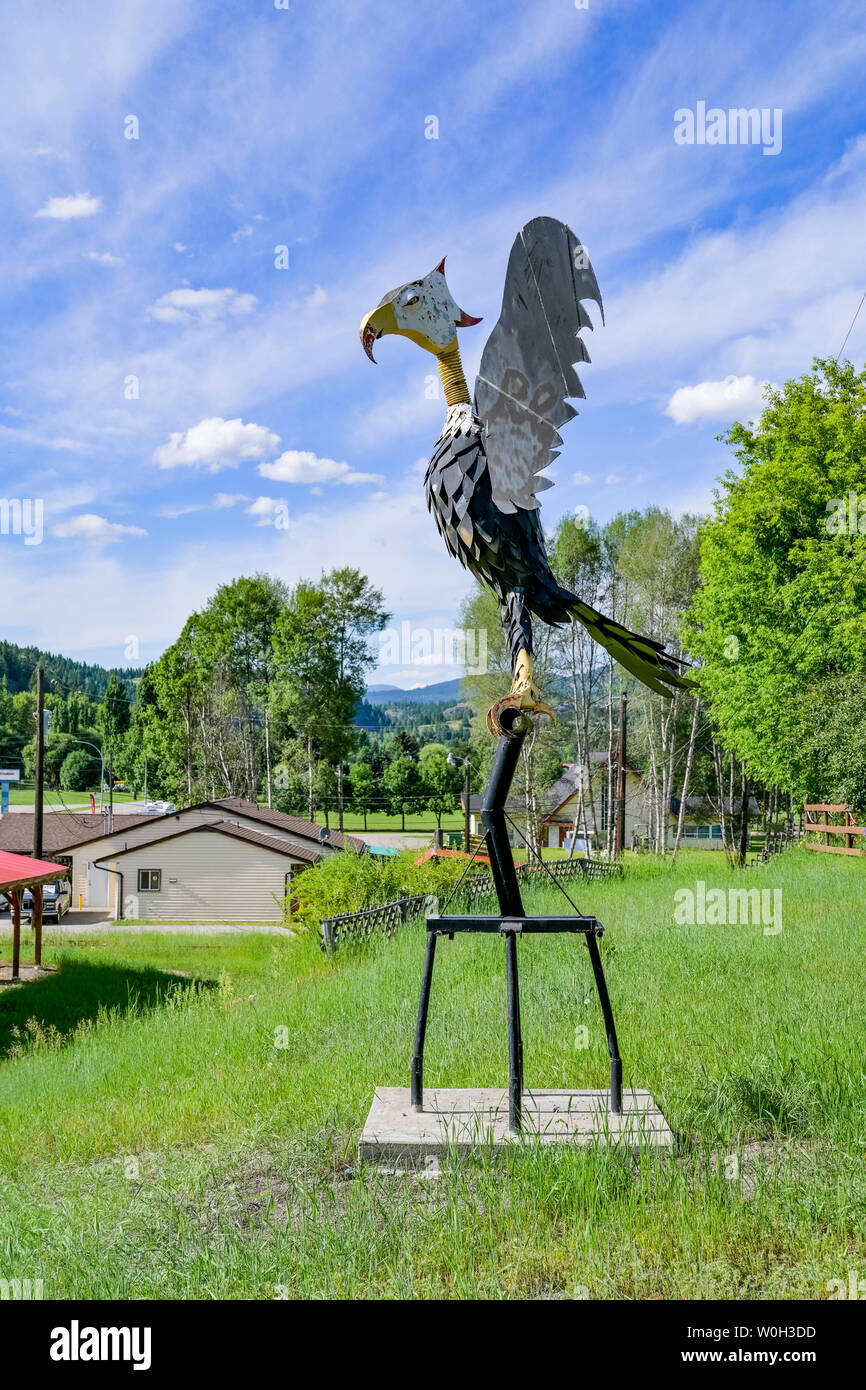 Phoenix Bird scultura, Greenwood, British Columbia, Canada Foto Stock
