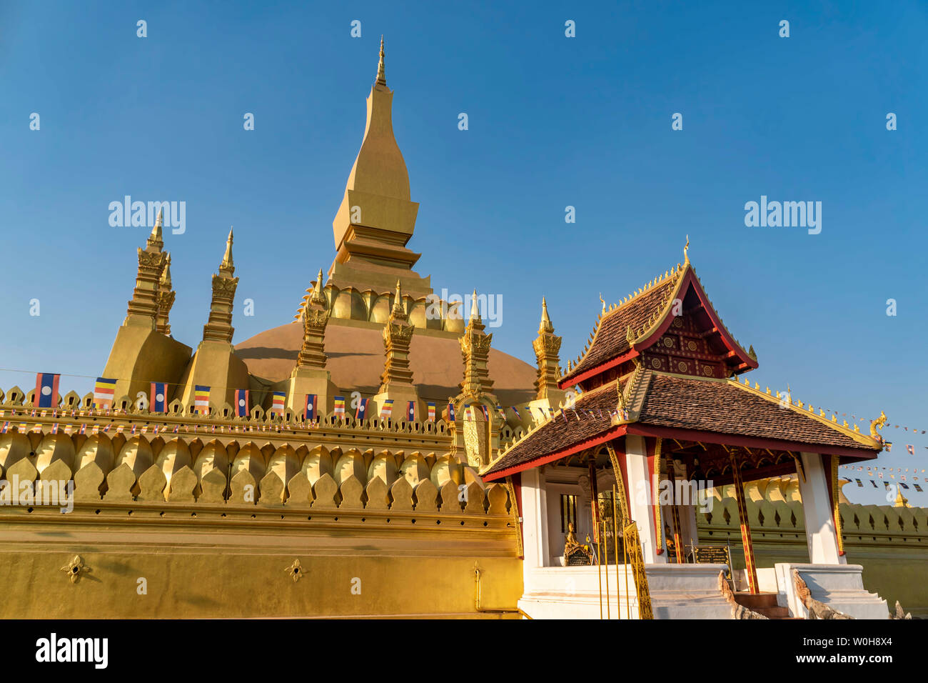 Pha That Luang tempio, Vientiane, Laos, Indocina, Asia sud-orientale, Asia Foto Stock