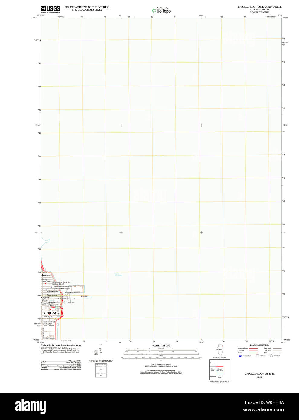 USGS TOPO Map Illinois il Chicago Loop OE E 20120827 TM il restauro Foto Stock