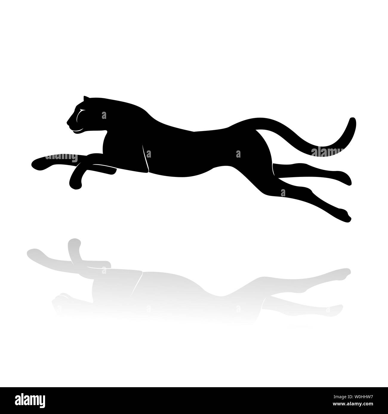 Leopard Silhouette isolati su sfondo bianco Illustrazione Vettoriale