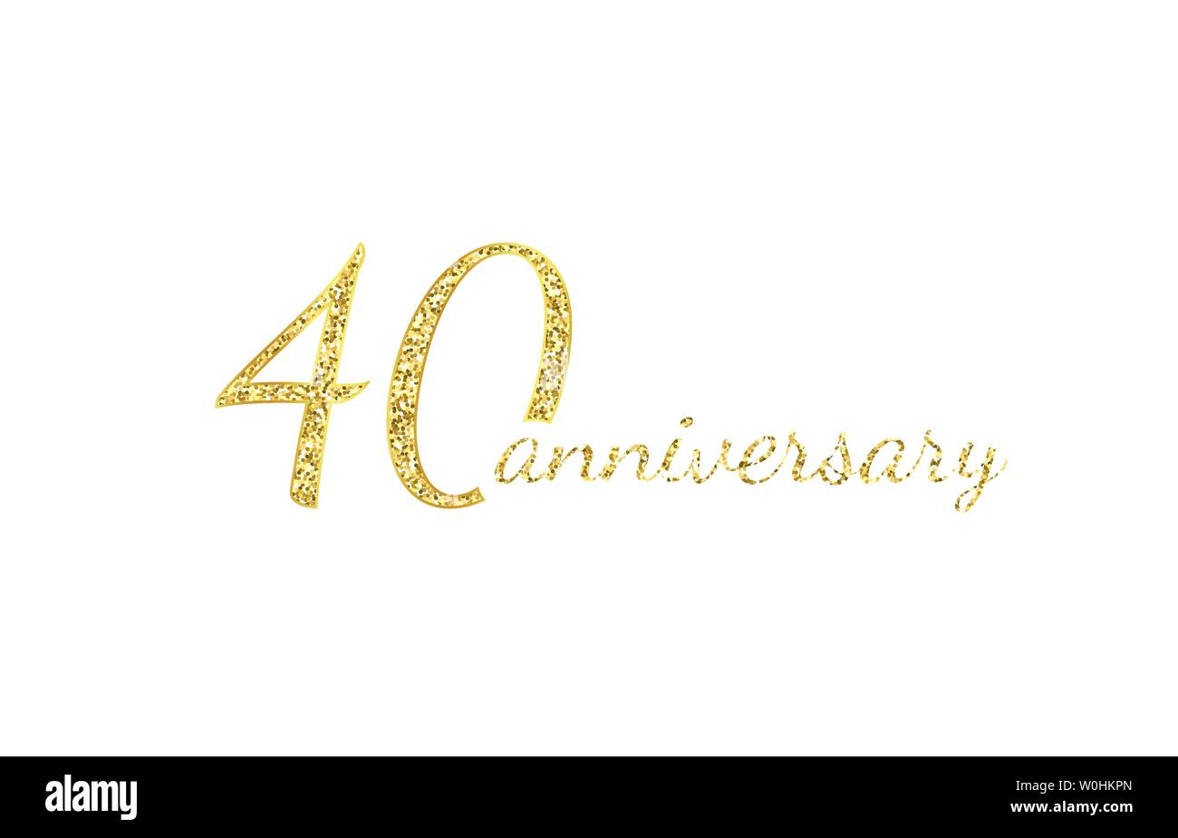 40 anniversario concetto del logo. Quarant anni icona compleanno. Isolate i numeri d'oro su sfondo nero. Illustrazione Vettoriale. EPS10. Illustrazione Vettoriale