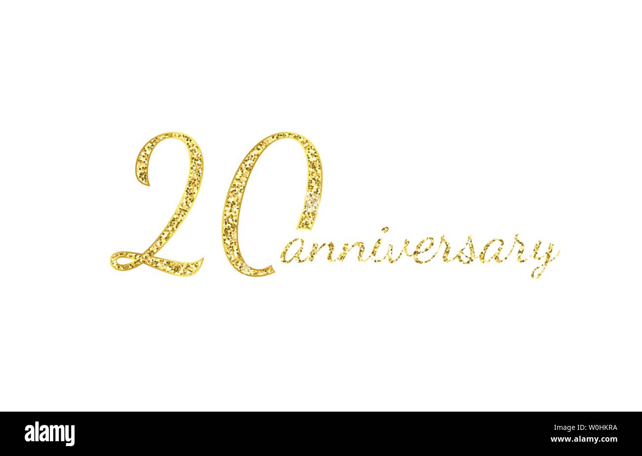 20 anniversario concetto del logo. Xx anni icona compleanno. Isolate i numeri d'oro su sfondo nero. Illustrazione Vettoriale. EPS10. Illustrazione Vettoriale