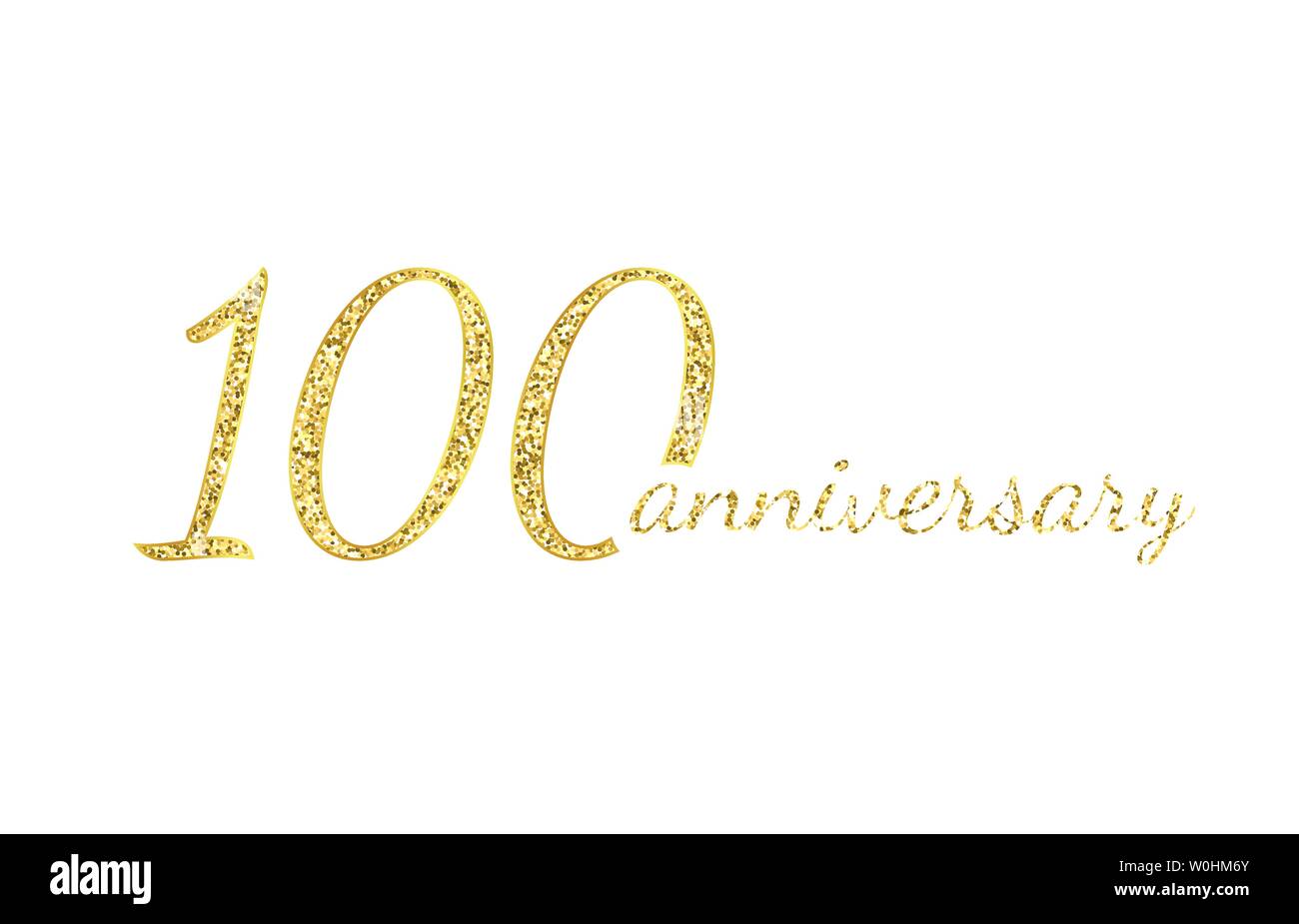 100 anniversario concetto del logo. Cento anni icona compleanno. Isolate i numeri d'oro su sfondo bianco. Illustrazione Vettoriale. EPS10. Illustrazione Vettoriale