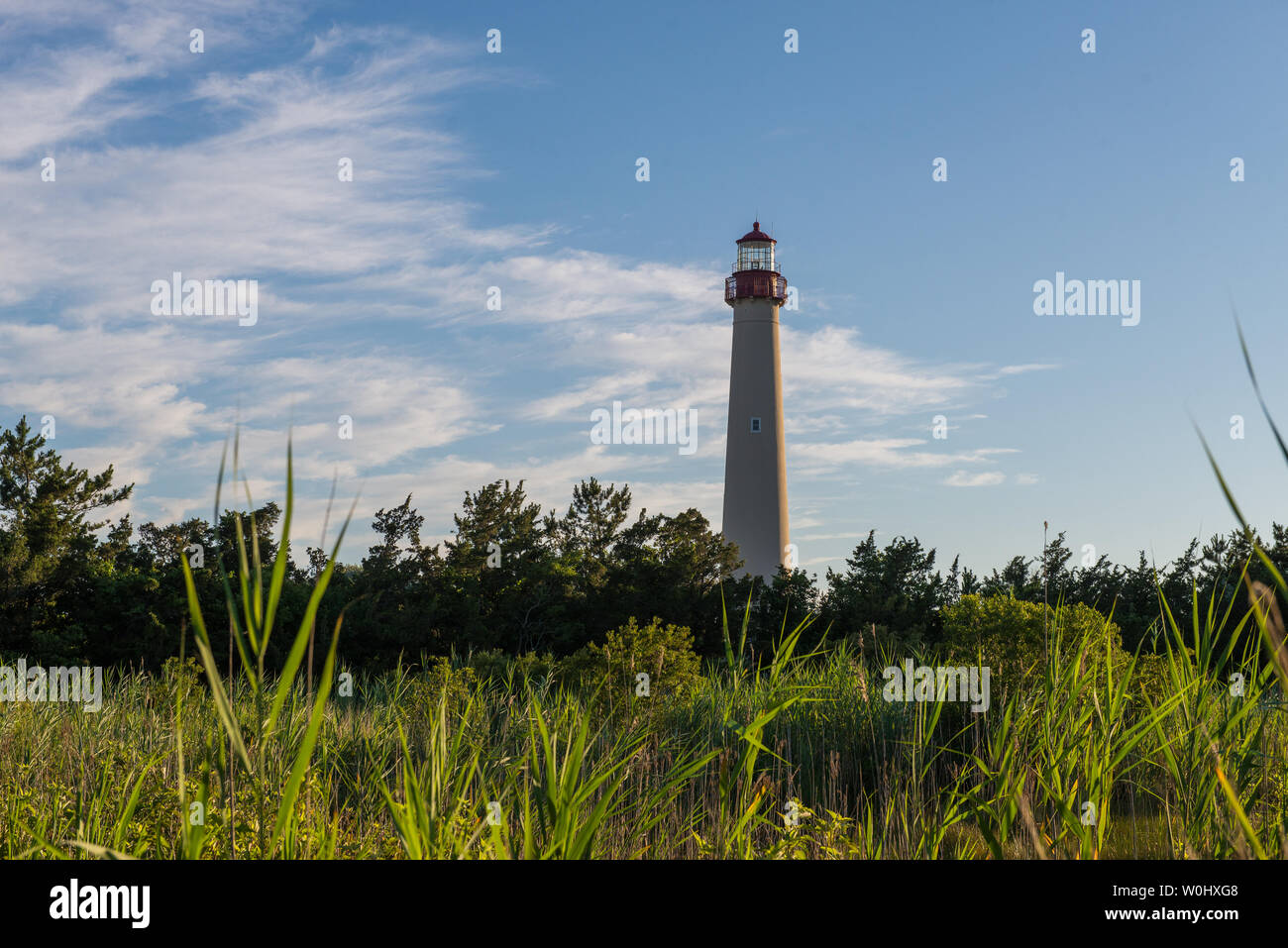 Faro di Cape May a Cape May, New Jersey al tramonto Foto Stock