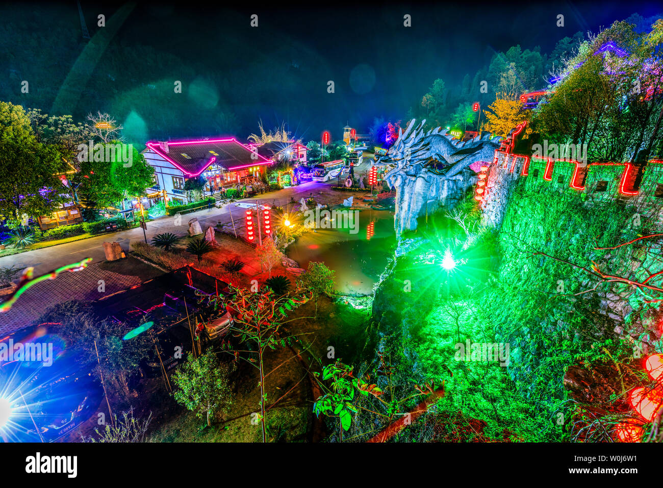 Resort di Longtan, Tre Gole, Huangchuan, Lianzhou, Cina Foto Stock