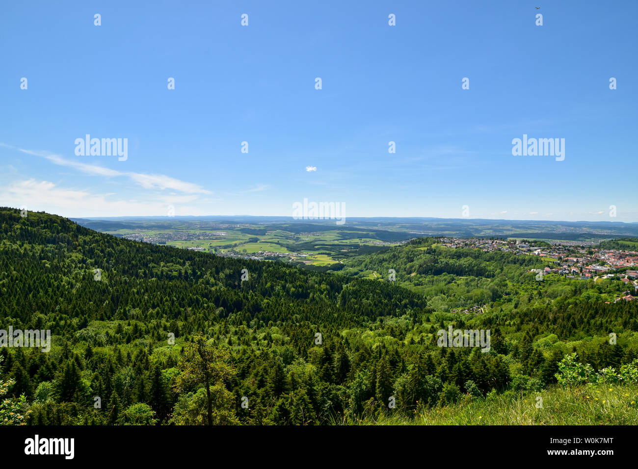 Vista panoramica del Giura Svevo, highlands in Germania. Foto Stock