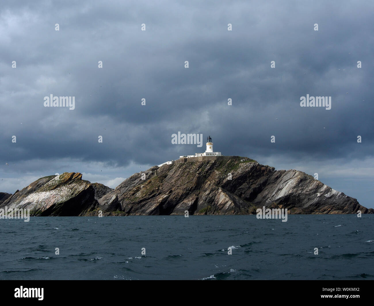 Faro, sindrome di Muckle Flugga, Shetland. Più a nord la parte delle Isole Britanniche. Foto Stock