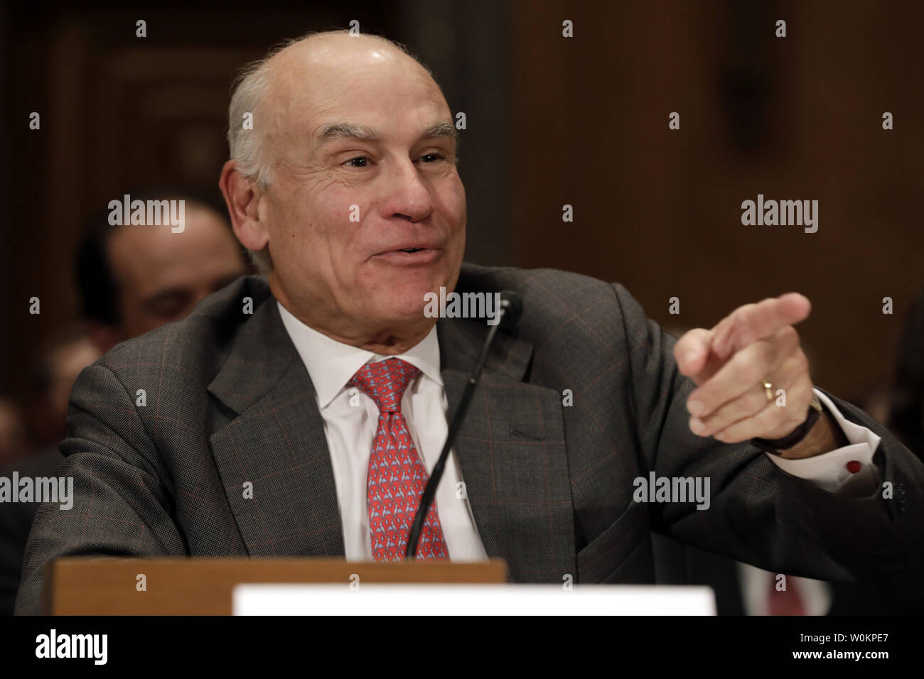 Roman Martinez IV testimonia prima di un Senato Homeland Security Comitato nomina audizione da un governatore dell'U.S. Servizio postale, sulla Capitol Hill a Washington il 2 aprile 2019. Foto di Yuri Gripas/UPI Foto Stock