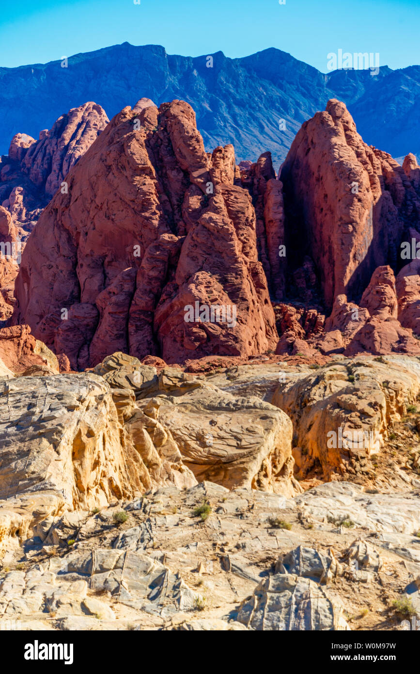 Formazioni di roccia della Valle di Fire State Park, Nevada USA Foto Stock