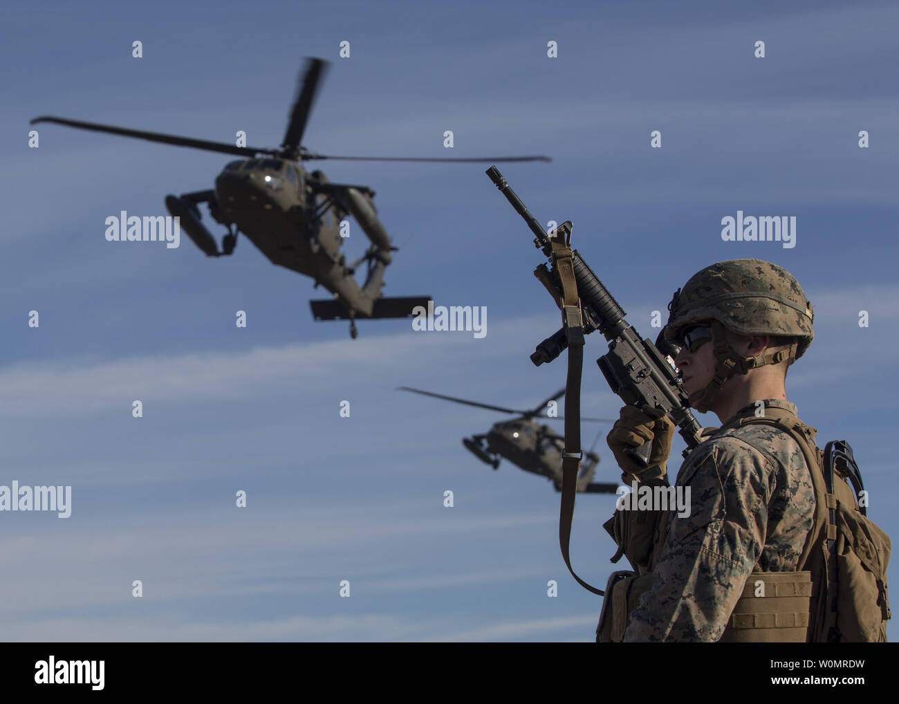 Stati Uniti Marines, insieme con molte nazioni partner, condurre una vittima punta di evacuazione durante l'esercizio Platinum Lion a Novo Selo Area Formazione, Dicembre 14, 2016. L'esercizio riunirà otto gli alleati della NATO e i paesi partner per un live-fire esercizio finalizzato a rafforzare la sicurezza e difese regionali in Europa Orientale. Mar Nero forza rotazionale è un annuale multilaterale di sicurezza attività di cooperazione tra gli Stati Uniti Marine Corps e nazioni partner nel Mar Nero, i Balcani e il Caucaso regioni studiate per migliorare participantsÕ professionale collettiva capacità militare, promuovere reg Foto Stock