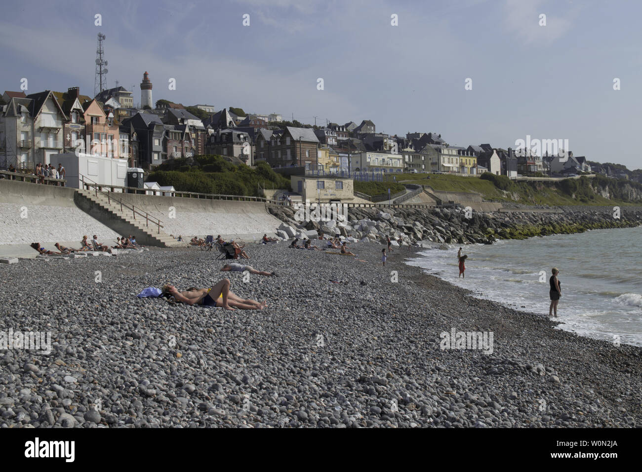 Plage sous le soleil, Onival, Ault, côte Picarde et Baie de Somme Foto Stock
