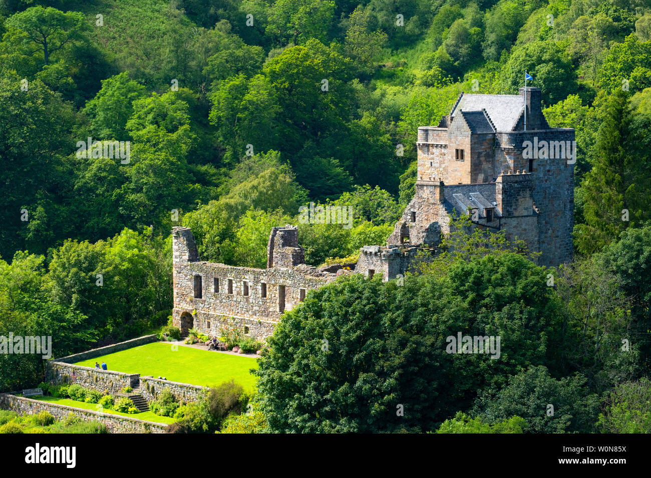 Vista sul Castello di Campbell in Dollar, Clackmannanshire, Scotland, Regno Unito Foto Stock