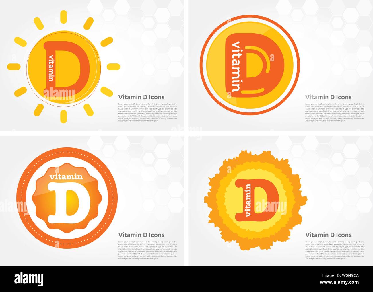 La vitamina D sole che splende pillola icona capsule collection set nero, colecalciferolo. golden vitamina complesso con formula chimica sostanza drop. MedicaL Illustrazione Vettoriale
