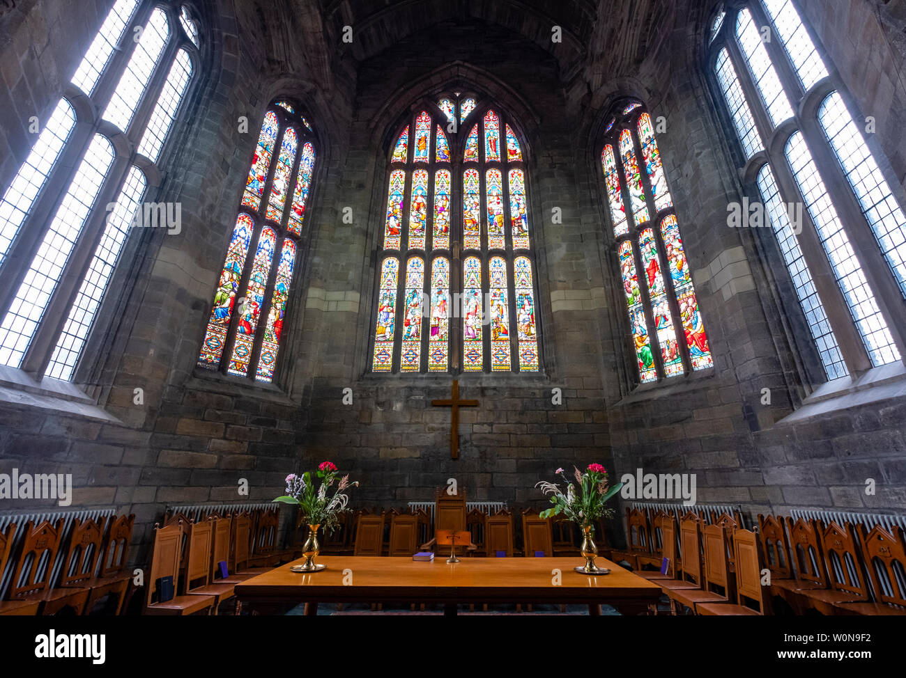 Interno del xv secolo Santa Chiesa maleducato a Stirling, Scozia ,REGNO UNITO Foto Stock