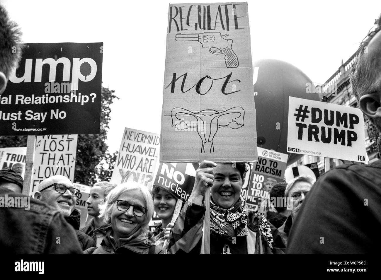 Donald Trump protesta a Londra Foto Stock