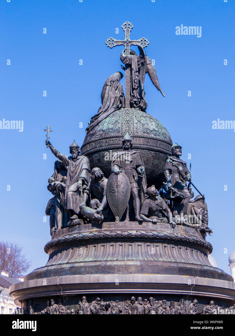 Millennio della Russia monumento, il Cremlino, Veliky Novgorod, Russia Foto Stock