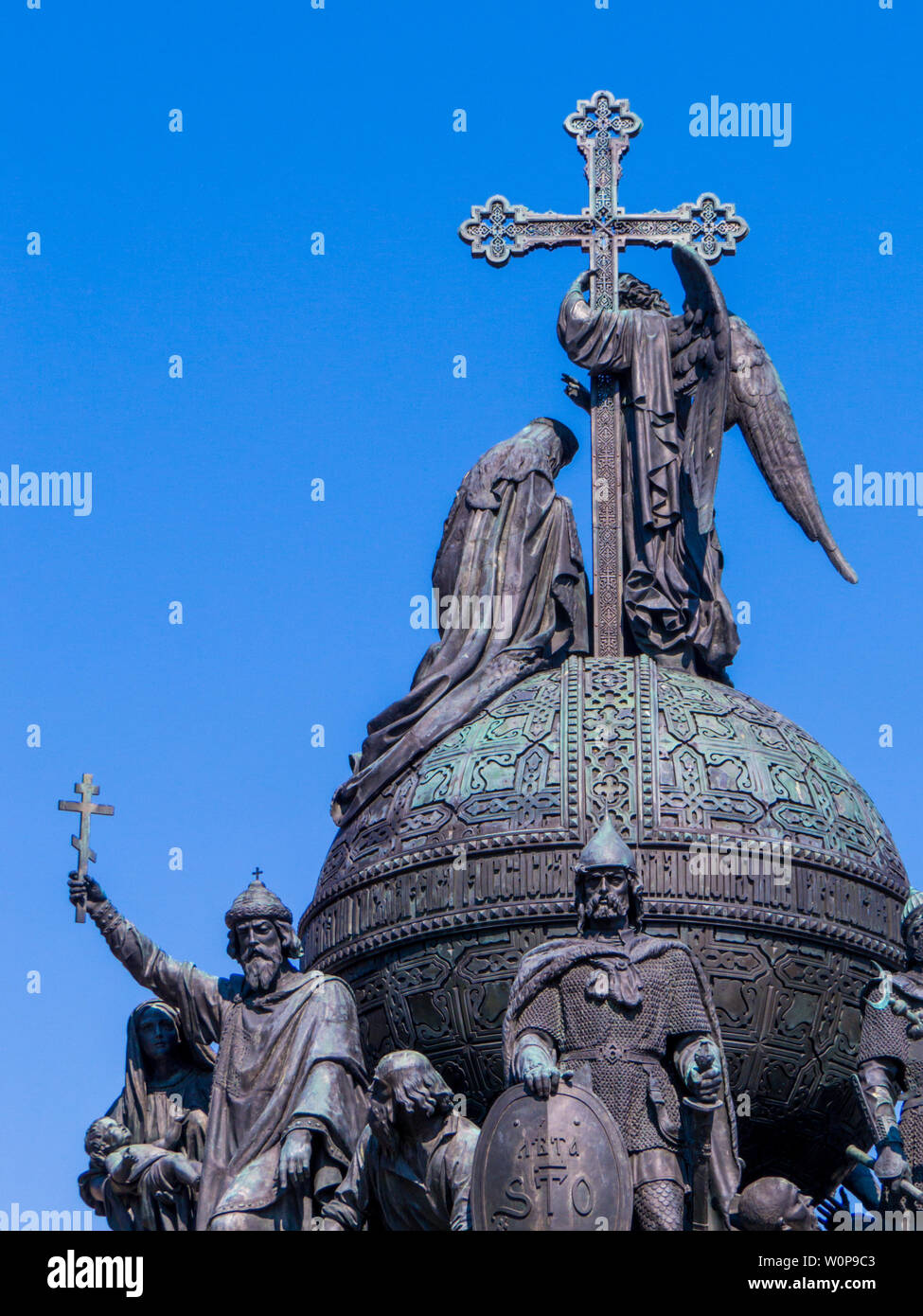 Millennio della Russia monumento, il Cremlino, Veliky Novgorod, Russia Foto Stock