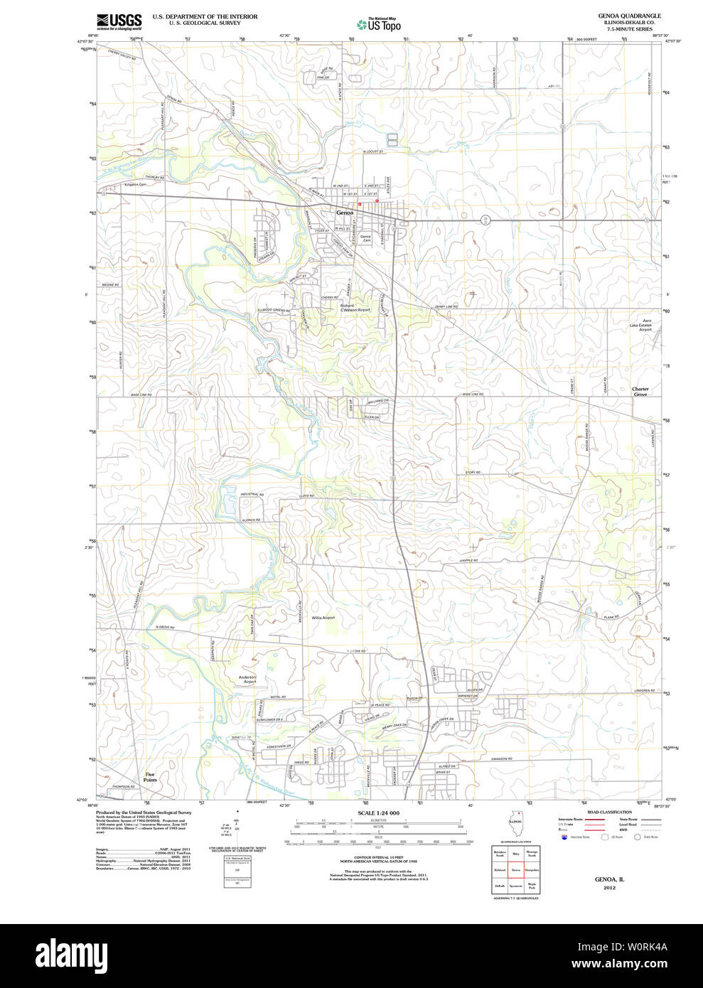 USGS TOPO Map Illinois il Genova 20120904 TM il restauro Foto Stock