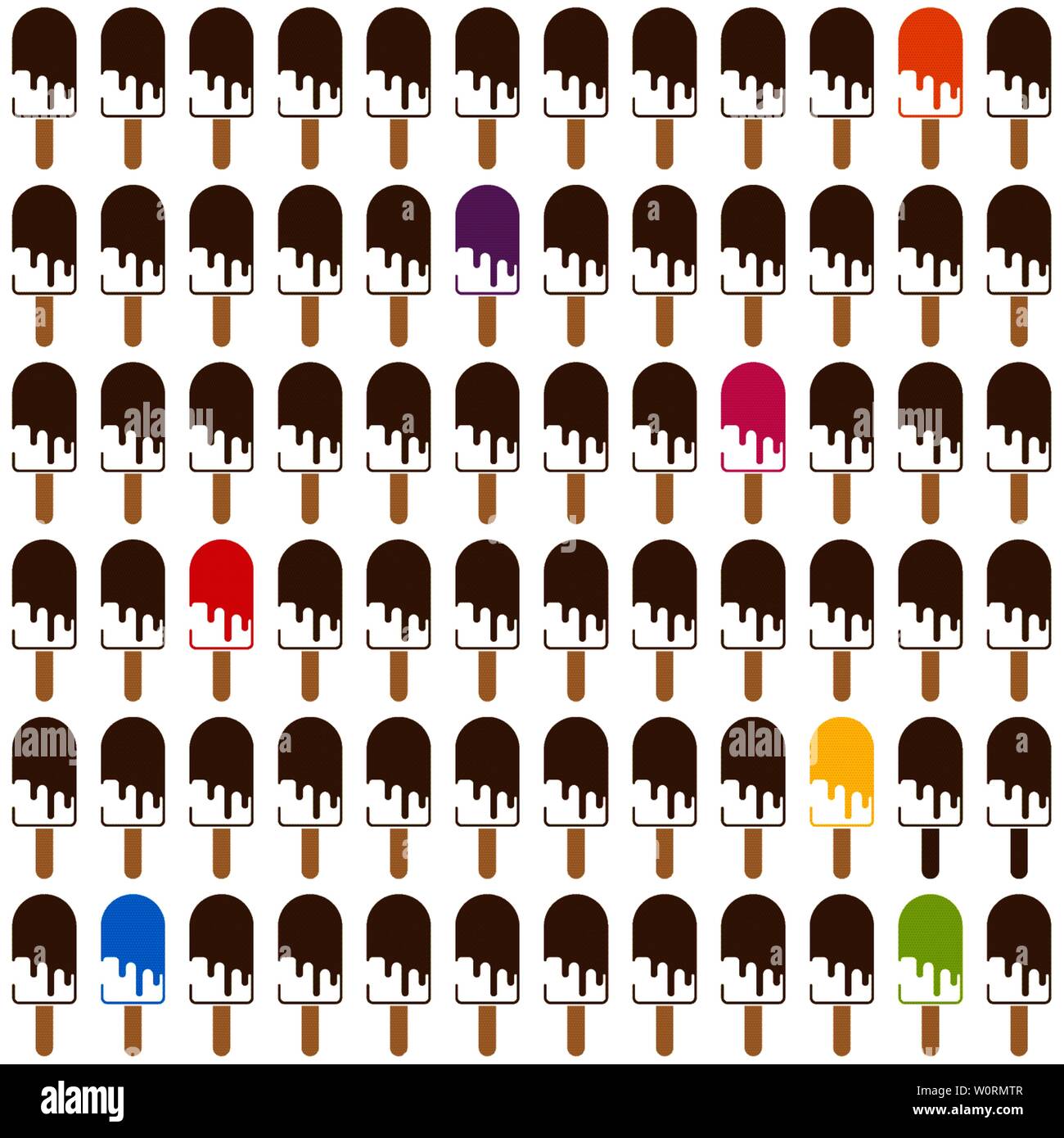 Modello senza giunture di popsicles e gelato al cioccolato su bastoni illustrazione vettoriale Illustrazione Vettoriale