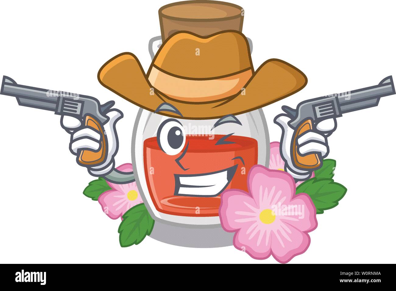 Cowboy olio di semi di rosa canina in cartoon bottiglia Illustrazione Vettoriale