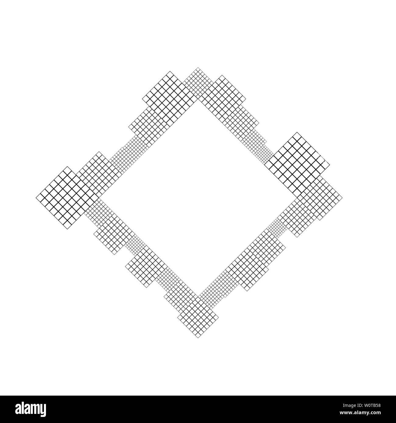 Minima telaio quadrato - moderno bianco e nero geometrico astratto vettore grafico da piazze in diagonale Illustrazione Vettoriale