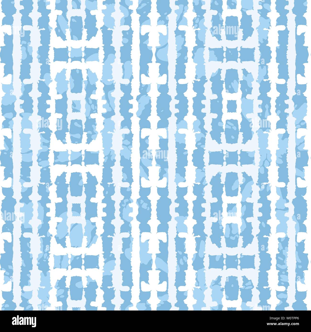 Abstract Mirror verticale blu Jean Tie-Dye Shibori strisce sulla luce Indigo vettore Backrgound Seamless Pattern. Perfetto per la Primavera-Estate tessili, S Illustrazione Vettoriale