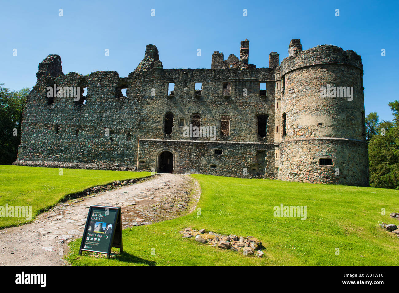 Balvenie Castle, Dufftown, murene, Scozia. Foto Stock