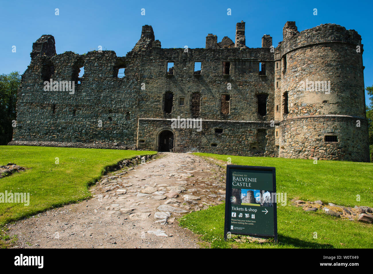 Balvenie Castle, Dufftown, murene, Scozia. Foto Stock