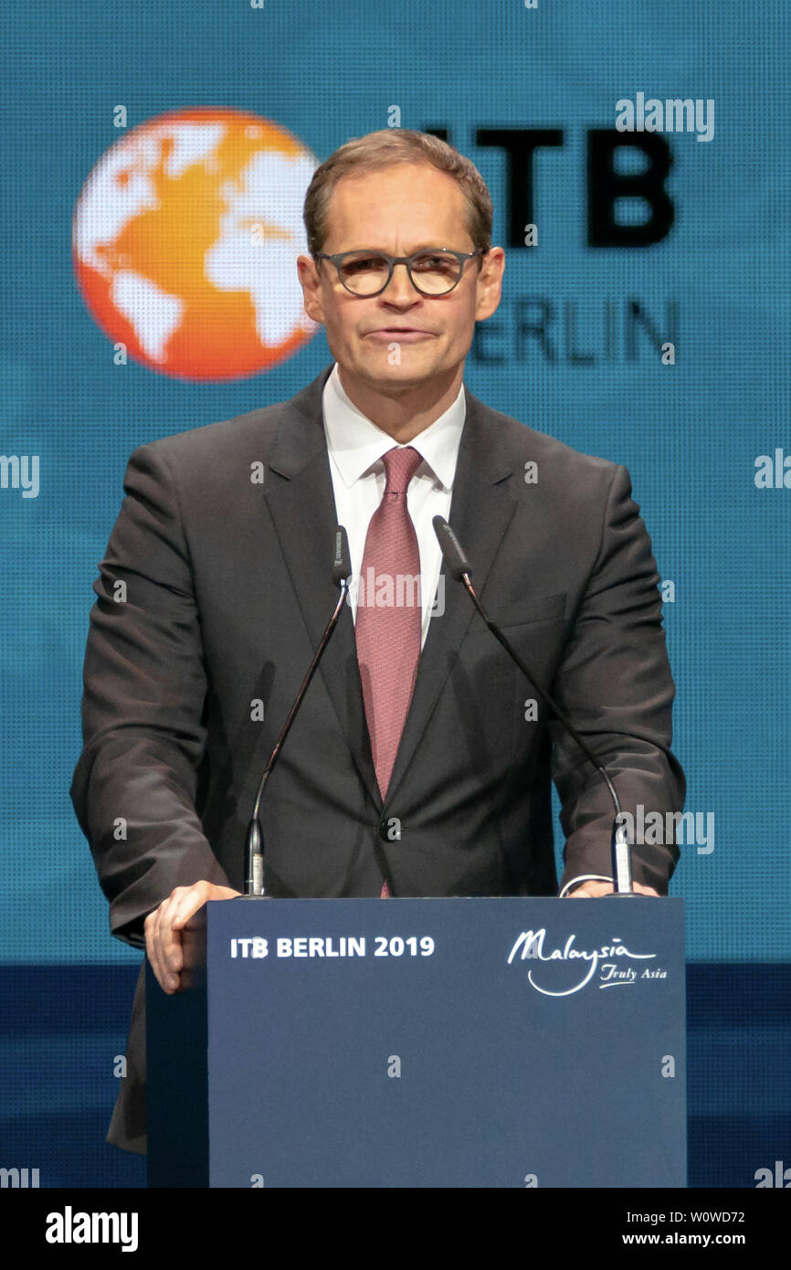 ITB Berlino 2019 - Cerimonia di apertura, Michael Müller, che disciplinano il sindaco di Berlino Foto Stock