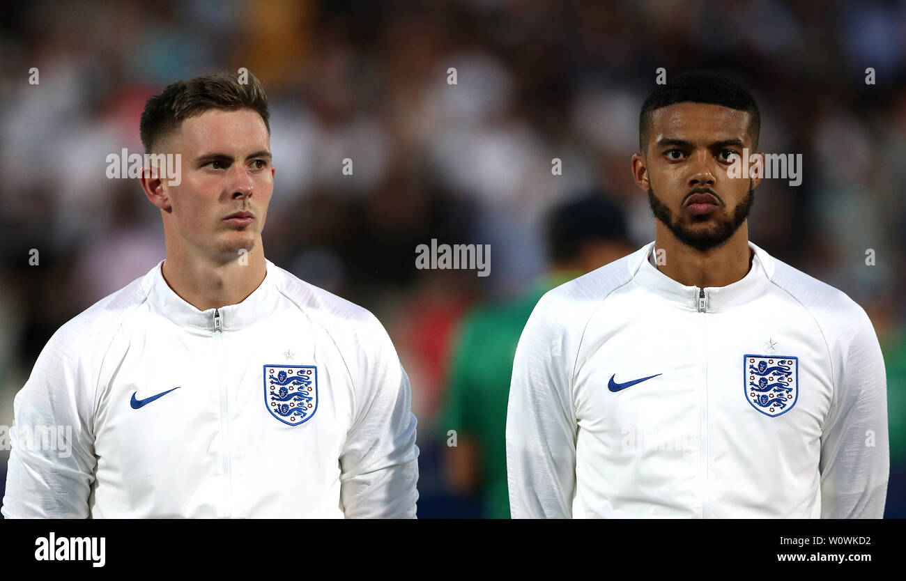 Inghilterra U21's Dean Henderson (sinistra) e Jake Clark-Salter (destra) Foto Stock