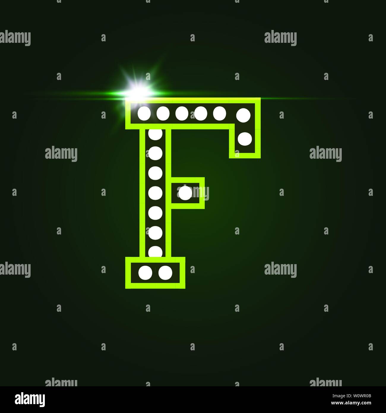 Casinò e resort la lettera F. Lettera di lusso con gemme. Effetto incandescente, evidenziare sulla lettera confine. Intrattenimento elemento di decorazione. Il logo del vettore e Illustrazione Vettoriale