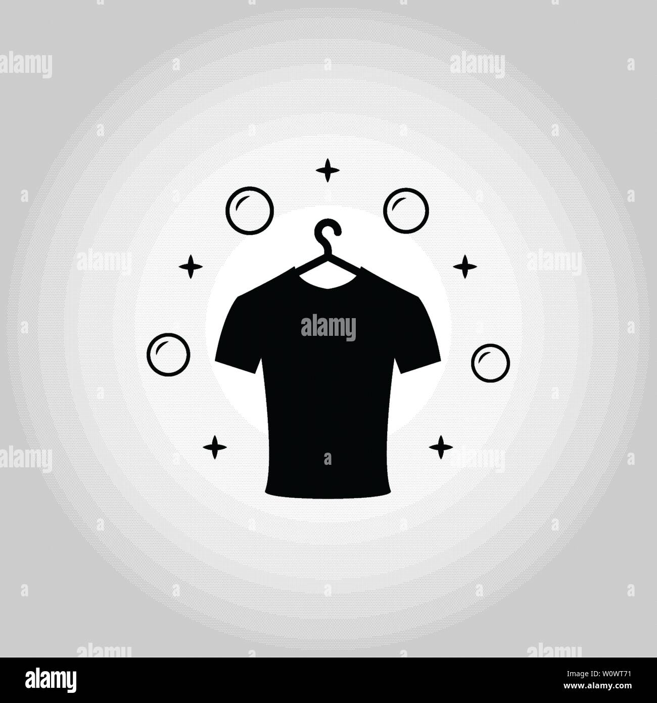 Icona di lavaggio a secco. Design in stile monocromatico dalla raccolta di icone di pulizia. Simbolo dell'icona di pulizia a secco isolata. Illustrazione Vettoriale