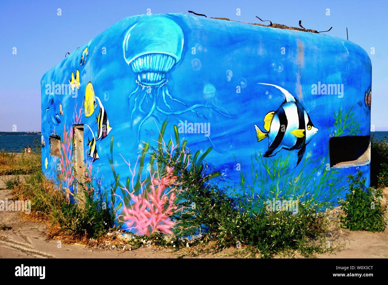 Bunker della Seconda Guerra Mondiale - Spiaggia di BURGAS- Mar Nero - Bulgaria Foto Stock