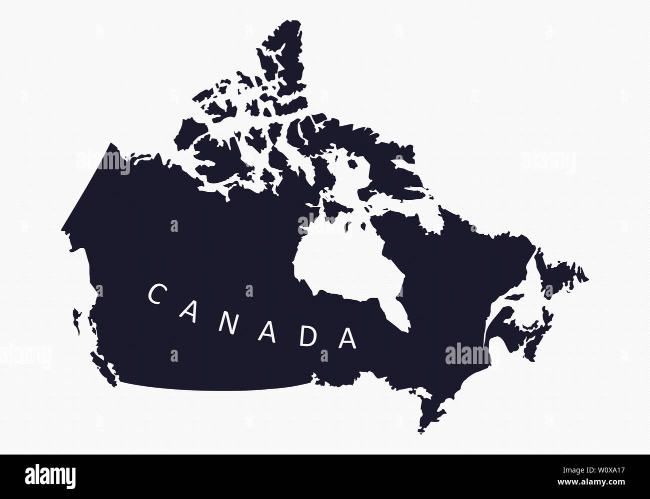 Canada silhouette mappa isolati su sfondo bianco Illustrazione Vettoriale