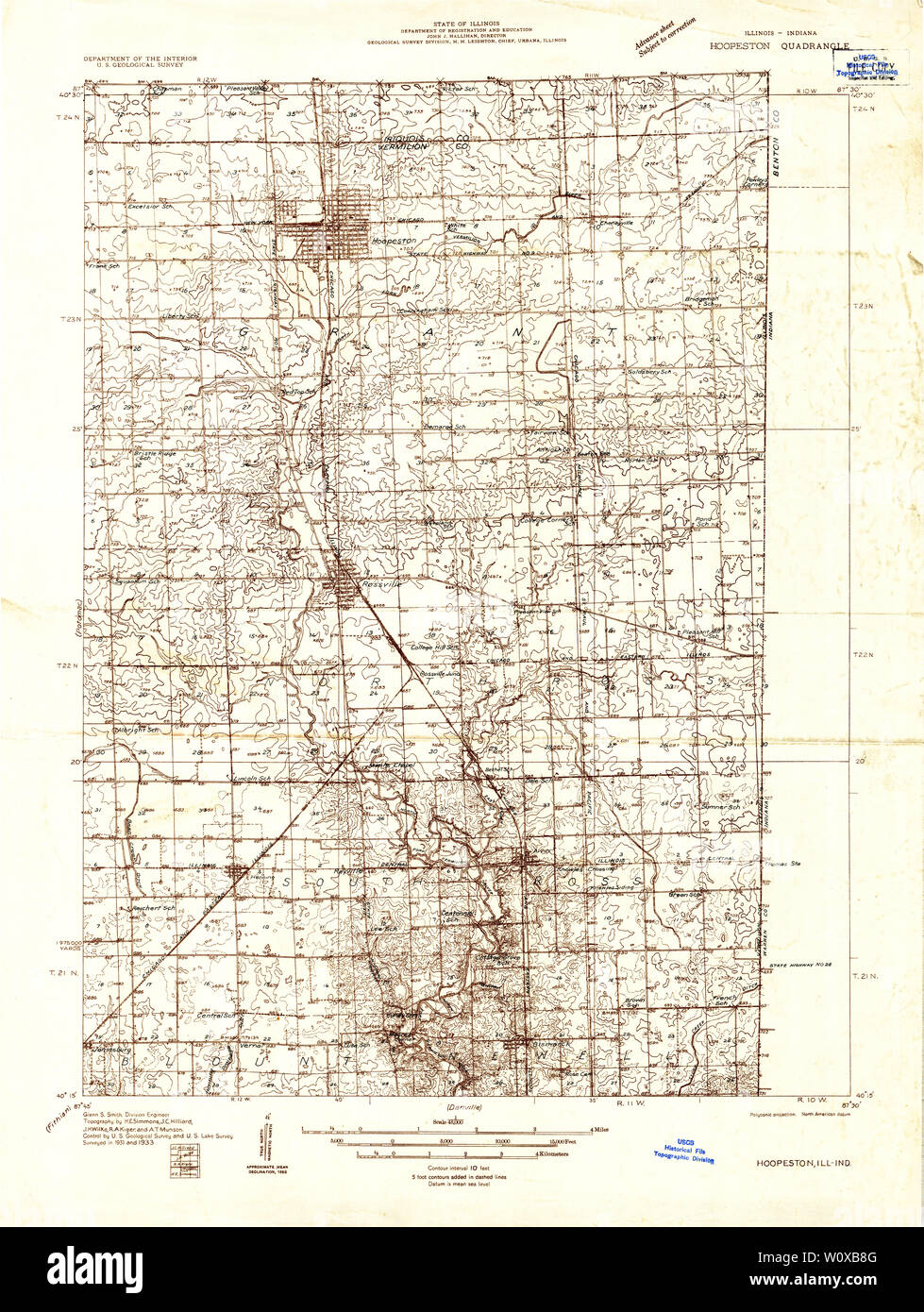 Mappa di hoopeston, illinois immagini e fotografie stock ad alta
