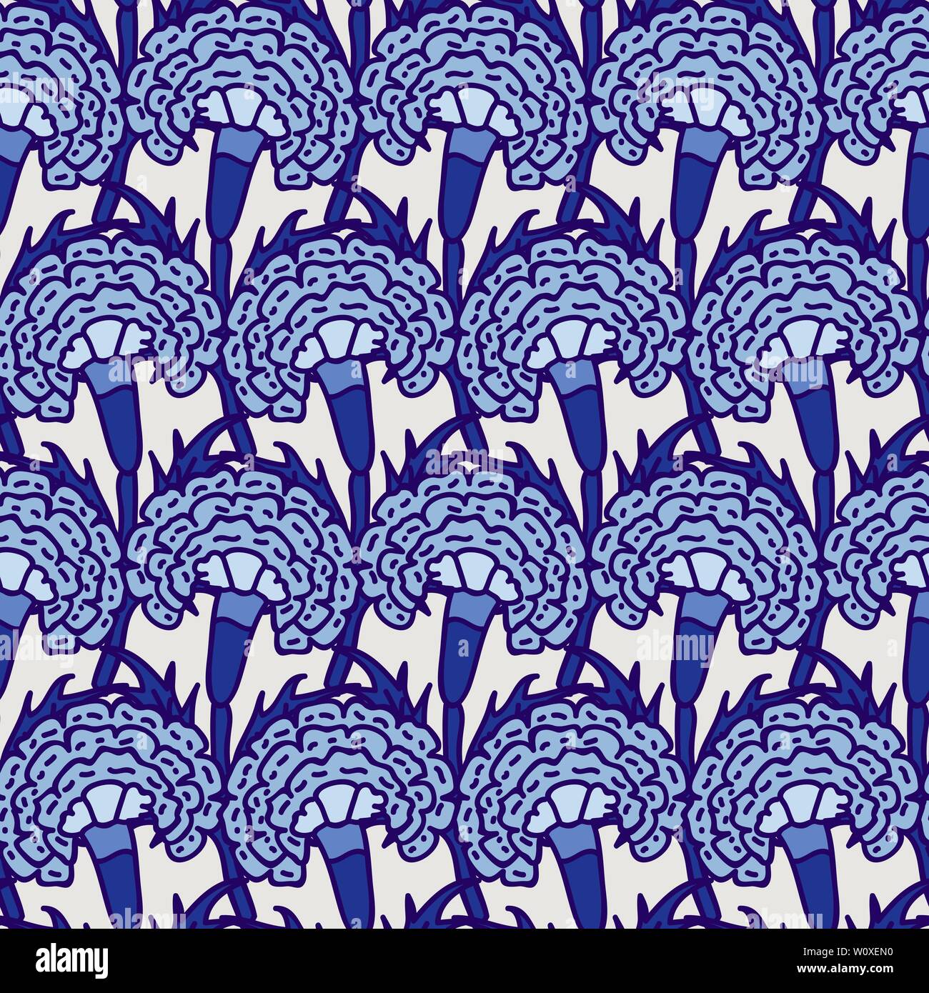 Woodblock stampato colorante indaco tutto senza giunture floreale etniche tutto pattern. Tradizionale motivo orientale dell India, fiori del Rajasthan, con il blu Illustrazione Vettoriale