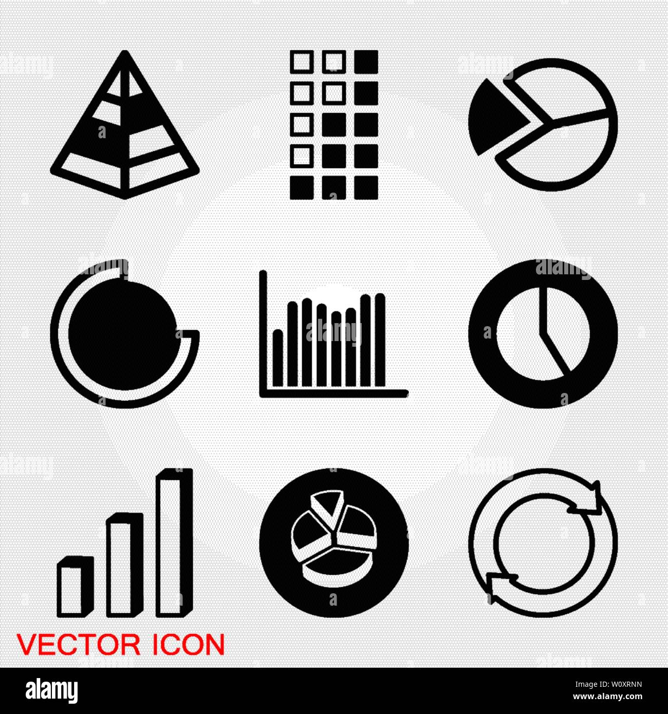 Grafico e il diagramma icona. Strumenti di analisi di business e di simboli. Uno stile piatto Illustrazione Vettoriale