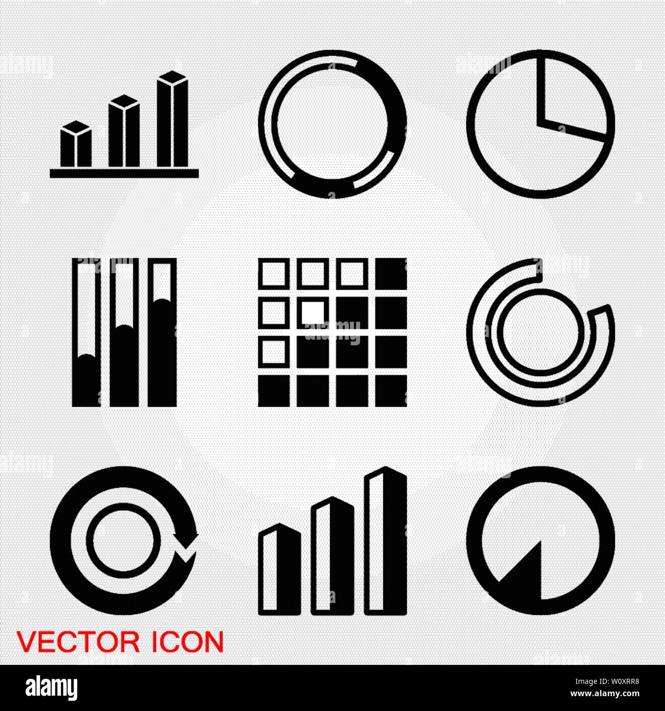 Grafico e il diagramma icona. Strumenti di analisi di business e di simboli. Uno stile piatto Illustrazione Vettoriale